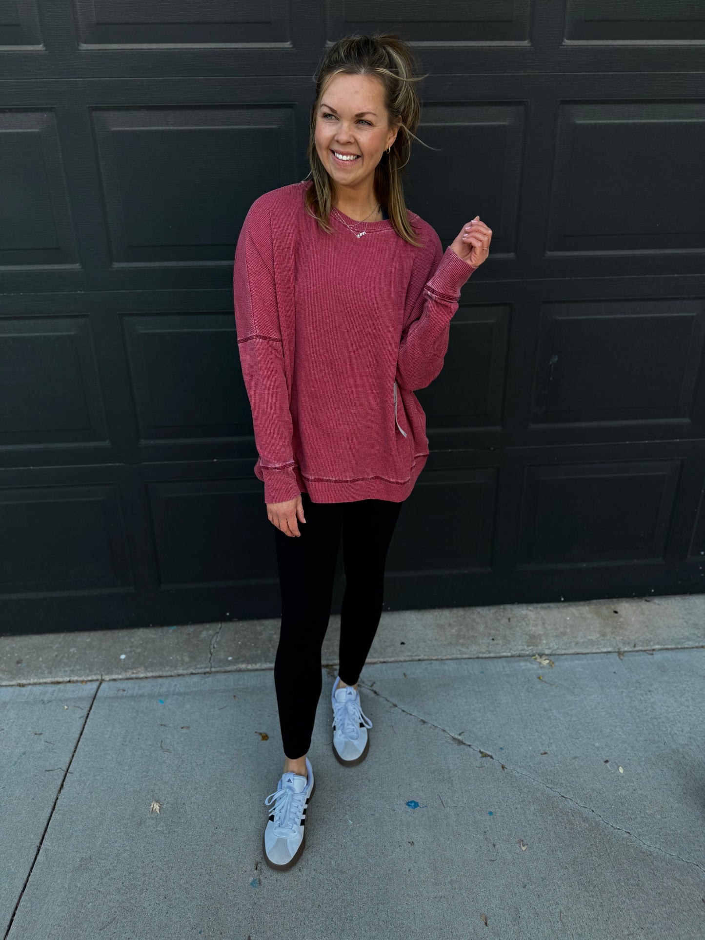 Waffle Ribbed Pullover