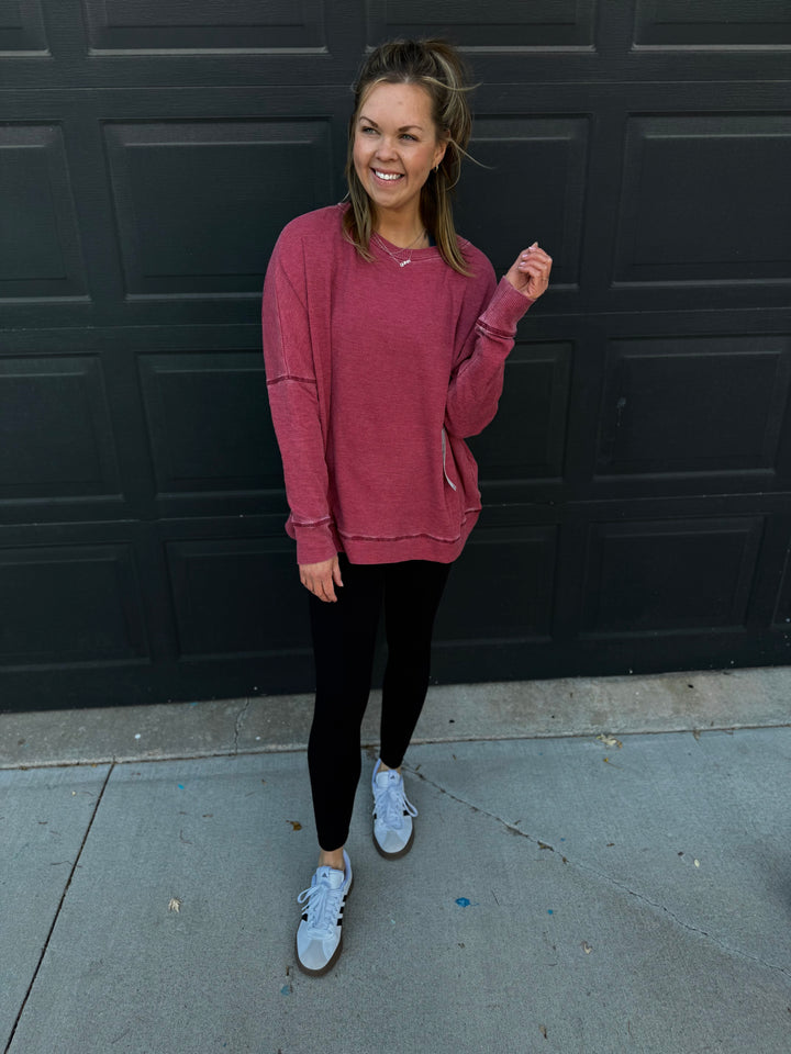Waffle Ribbed Pullover