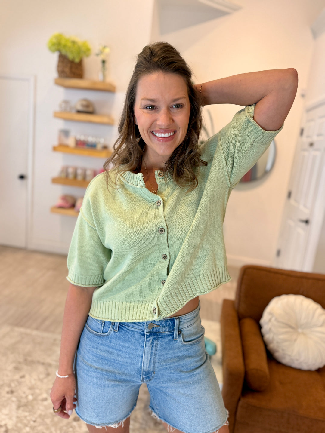 Olive Grove Short Sleeve Knit Cardigan