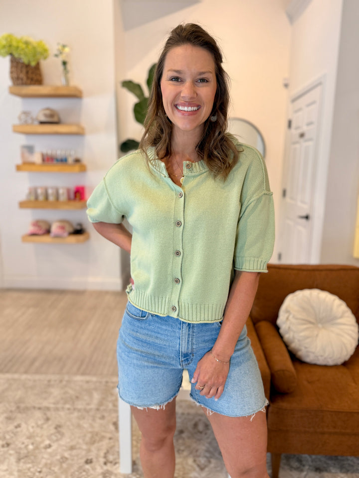 Olive Grove Short Sleeve Knit Cardigan