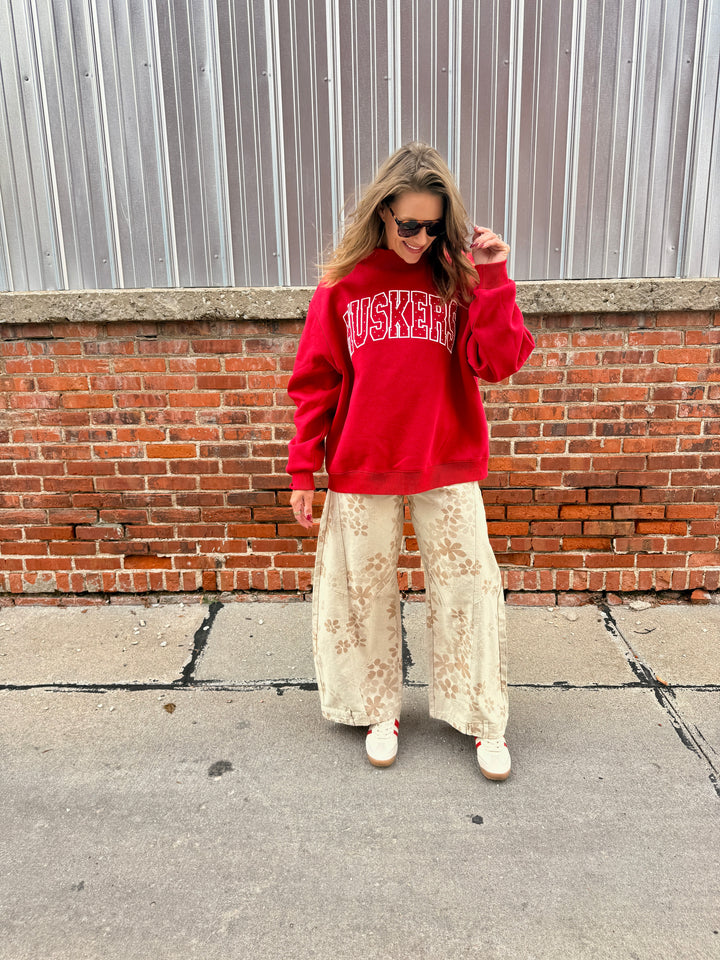 Nebraska Huskers Polka Dot Puff Wknd Mock Neck Sweatshirt