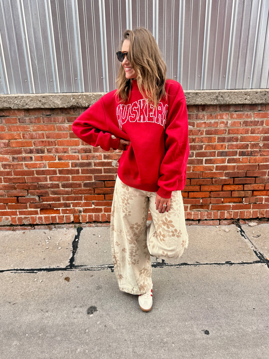 Nebraska Huskers Polka Dot Puff Wknd Mock Neck Sweatshirt