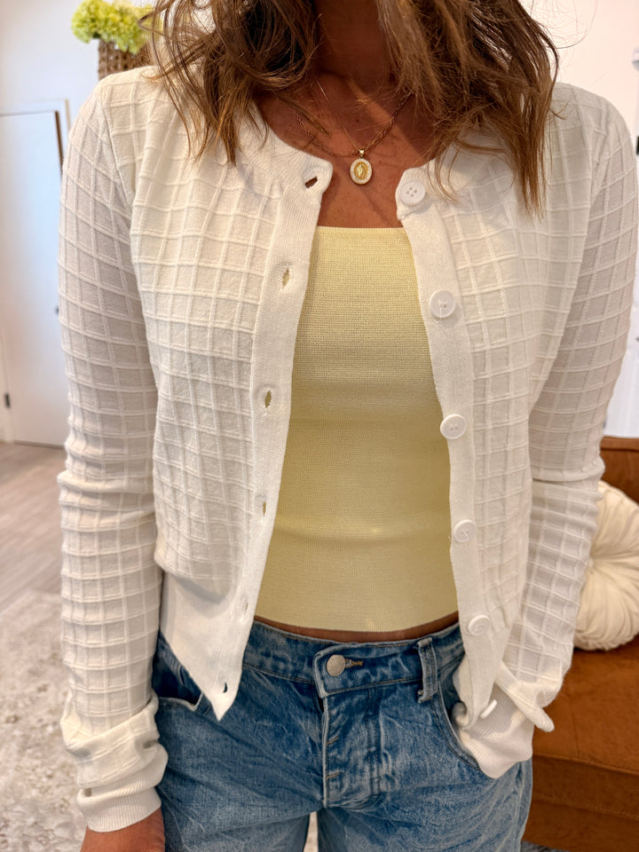 Textured Grid Knit Cardigan