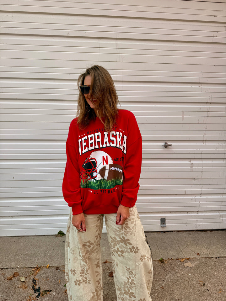 Red Nebraska Oversized Fleece