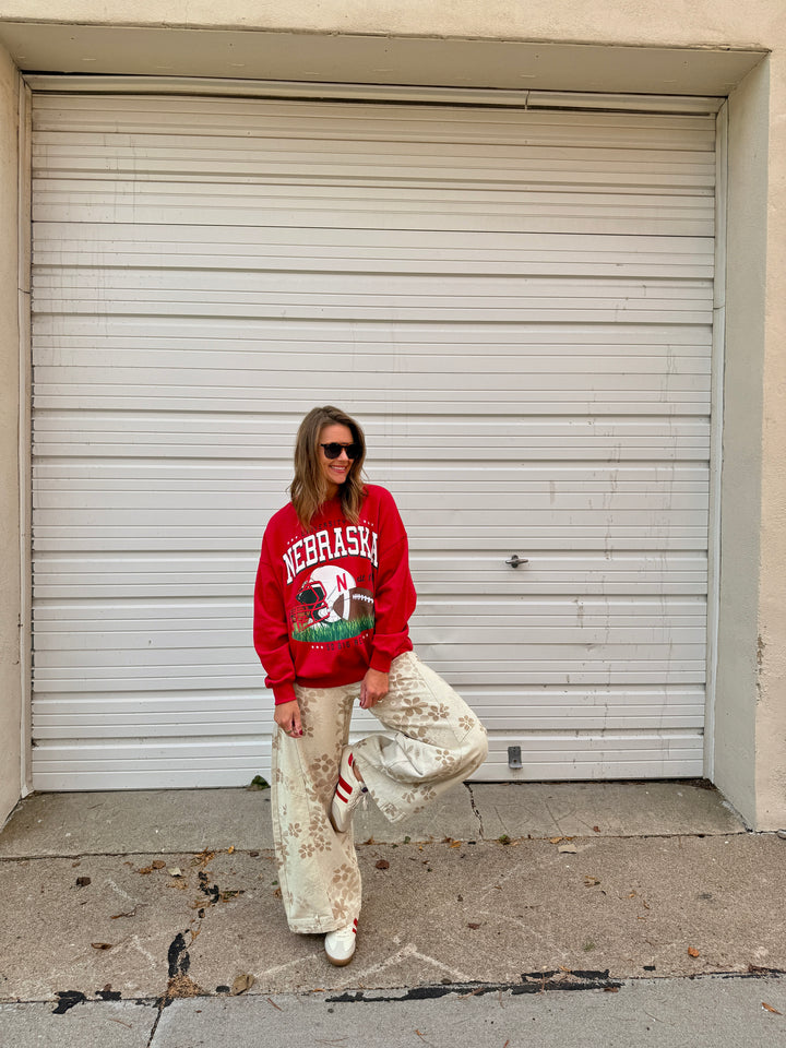 Red Nebraska Oversized Fleece