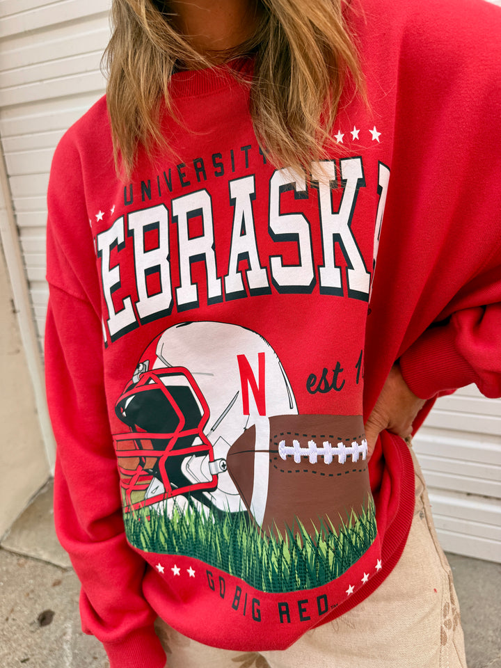 Red Nebraska Oversized Fleece