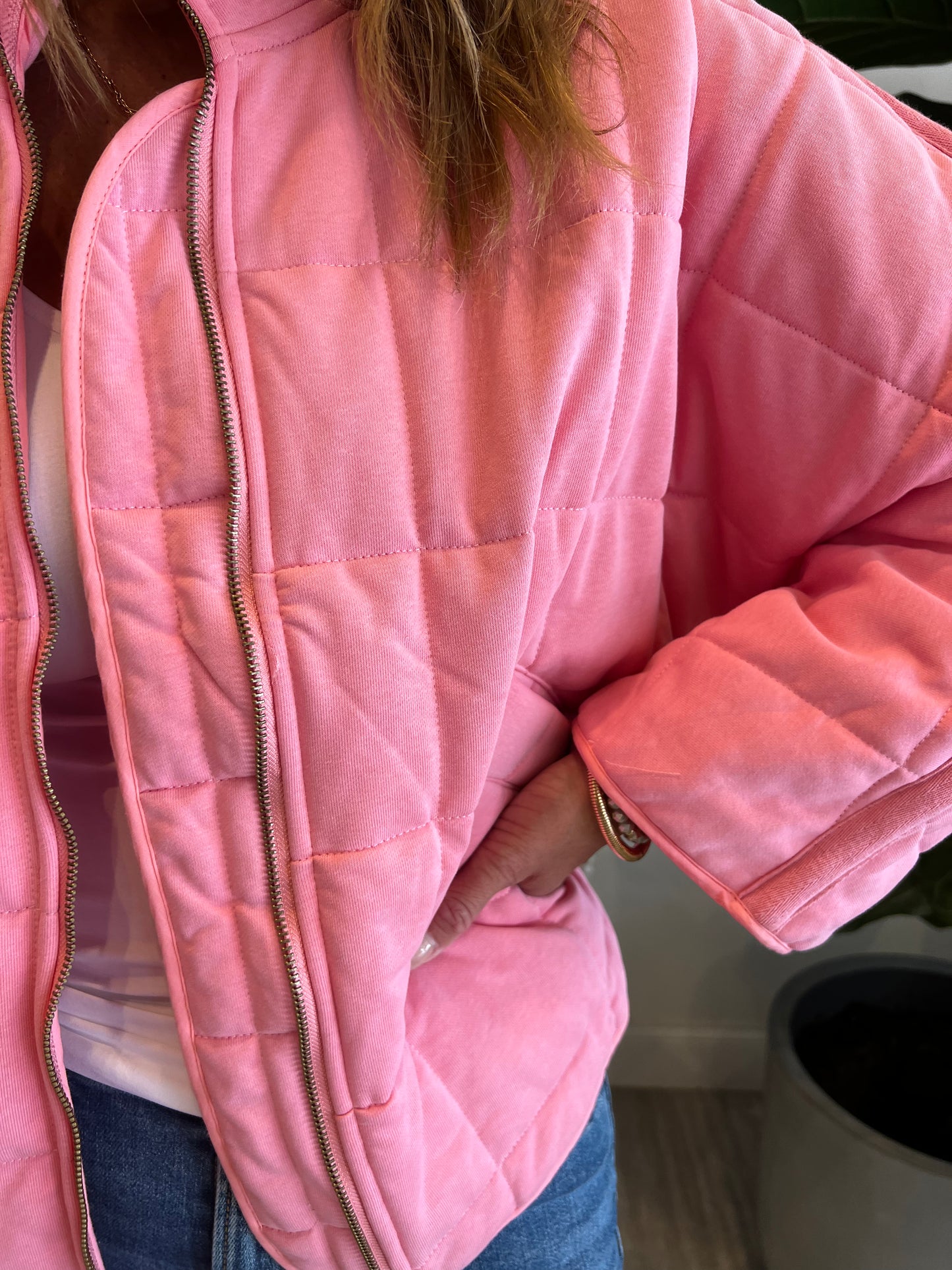 Quilted Knit Jacket - Pink