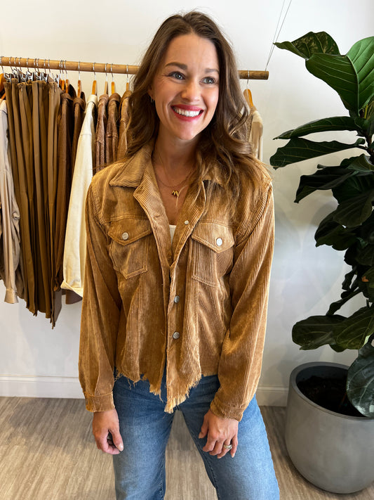 Casual Corduroy Cropped Jacket