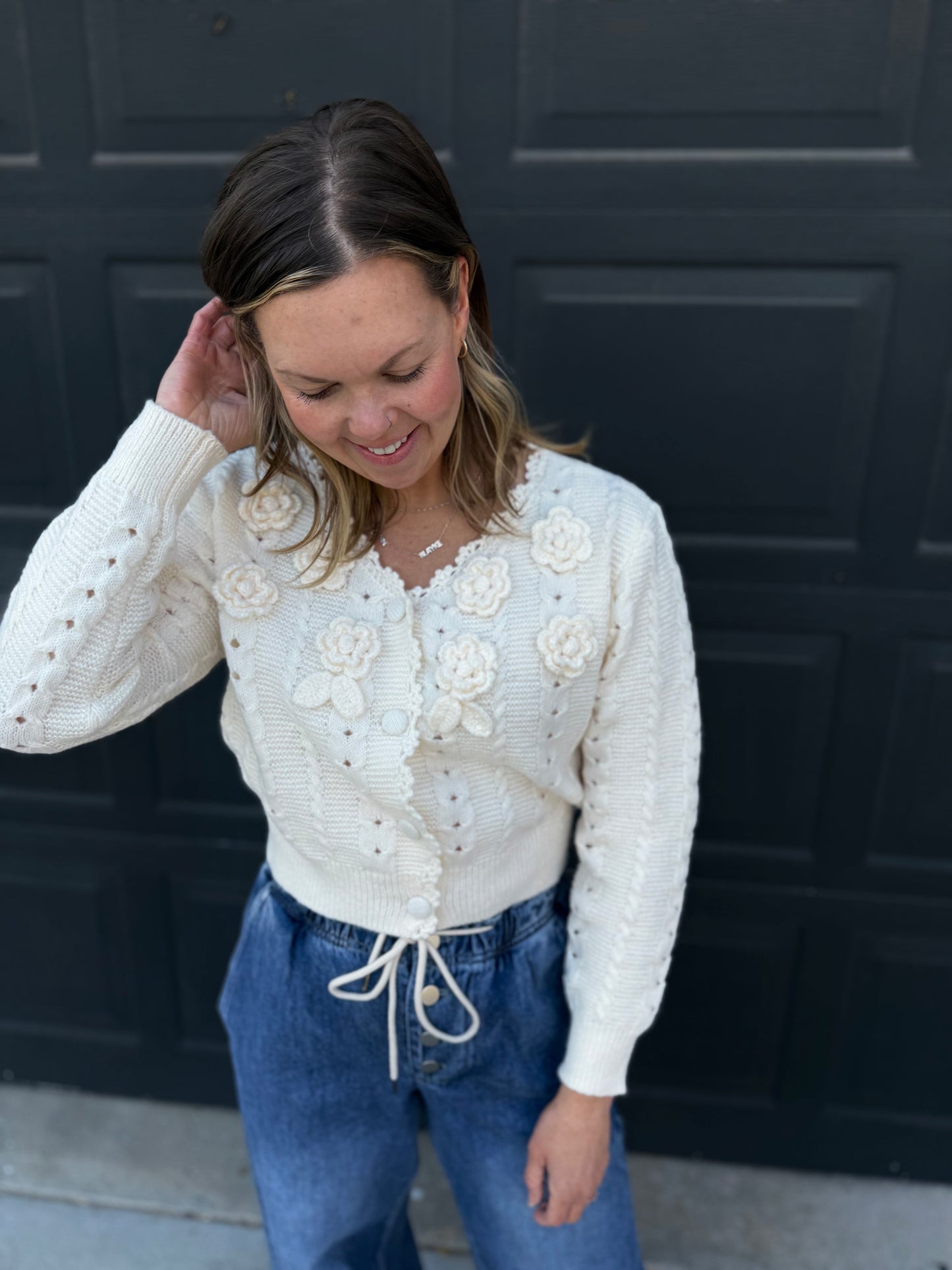 Flower Button Down Cardigan