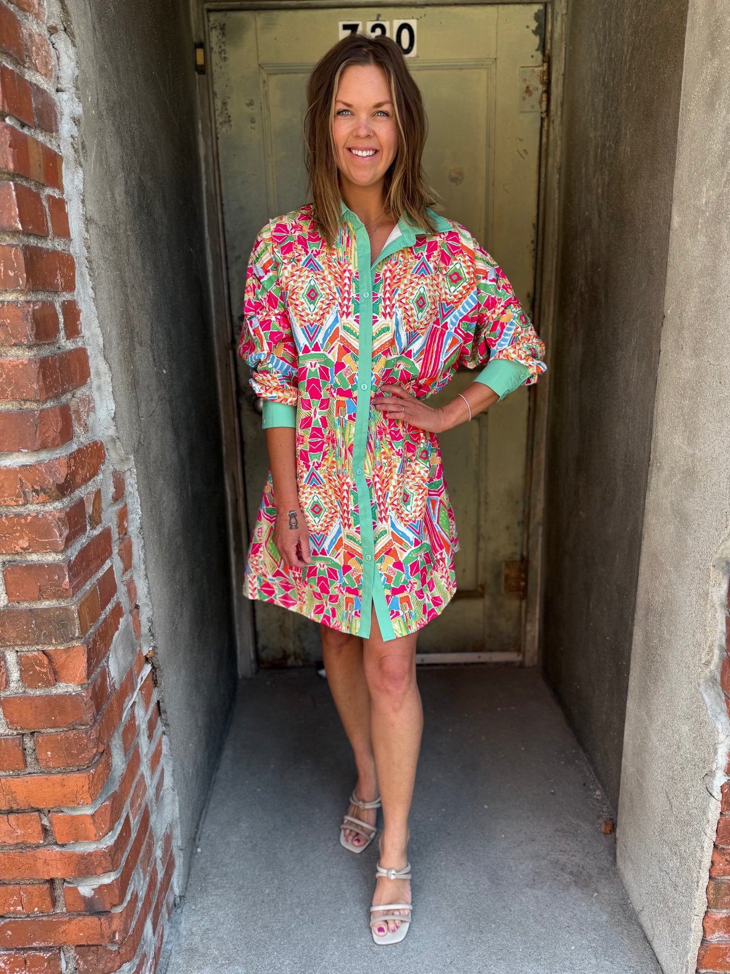 Modern Muse Geometric Shirt Dress