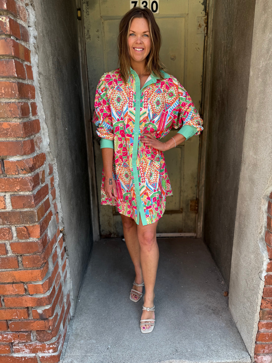 Modern Muse Geometric Shirt Dress