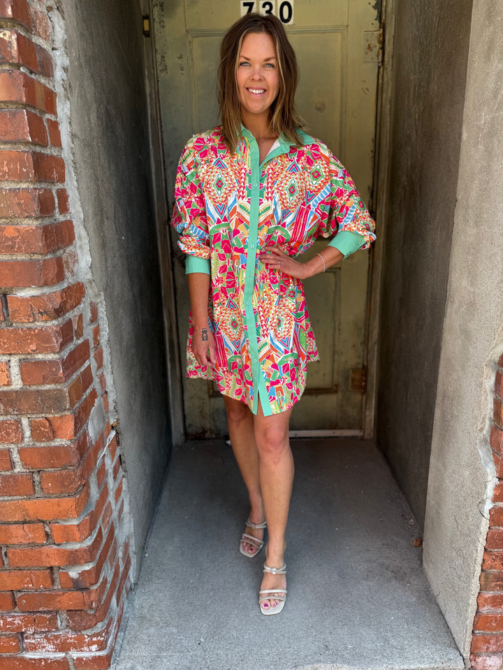 Modern Muse Geometric Shirt Dress