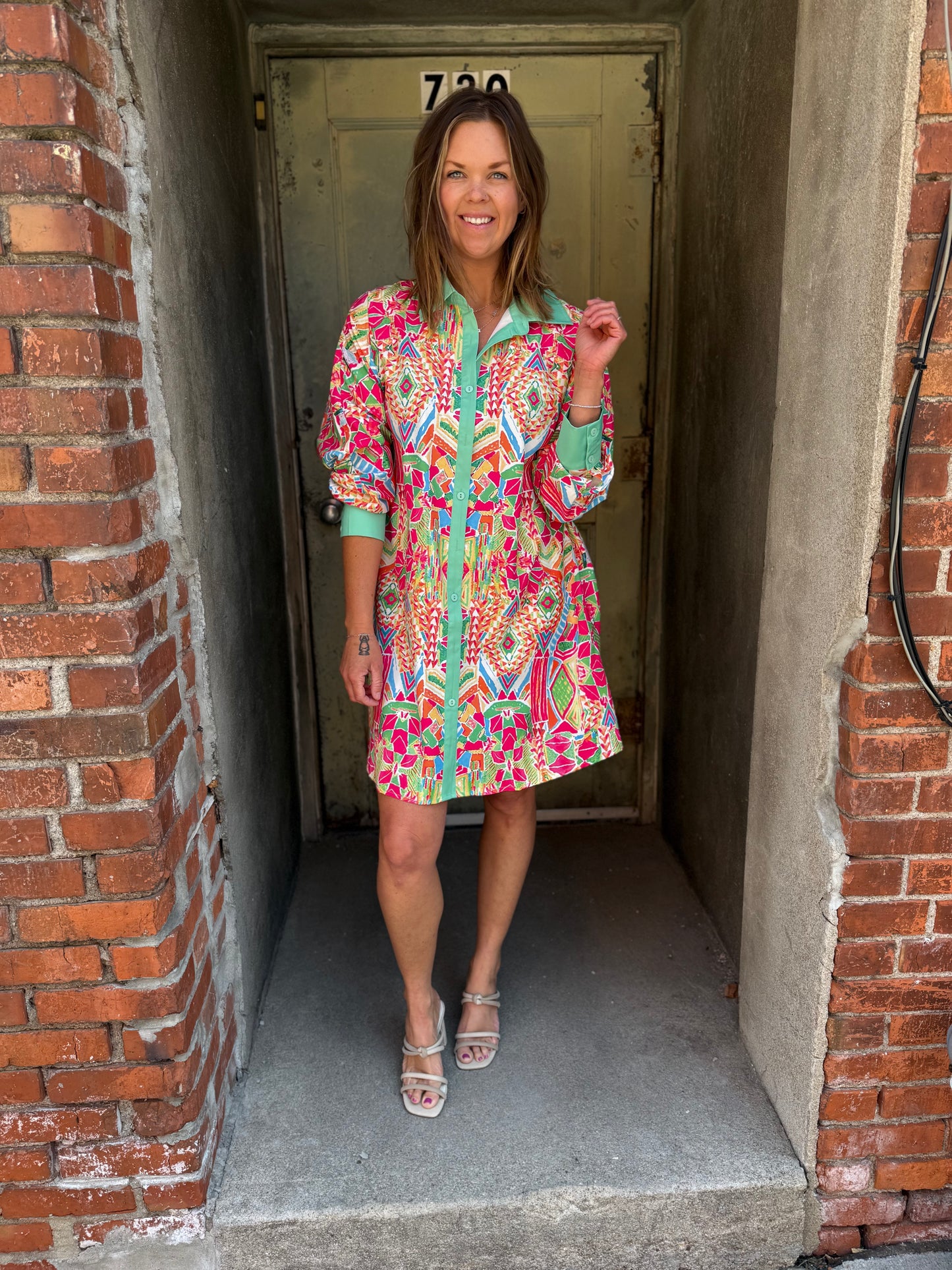 Modern Muse Geometric Shirt Dress