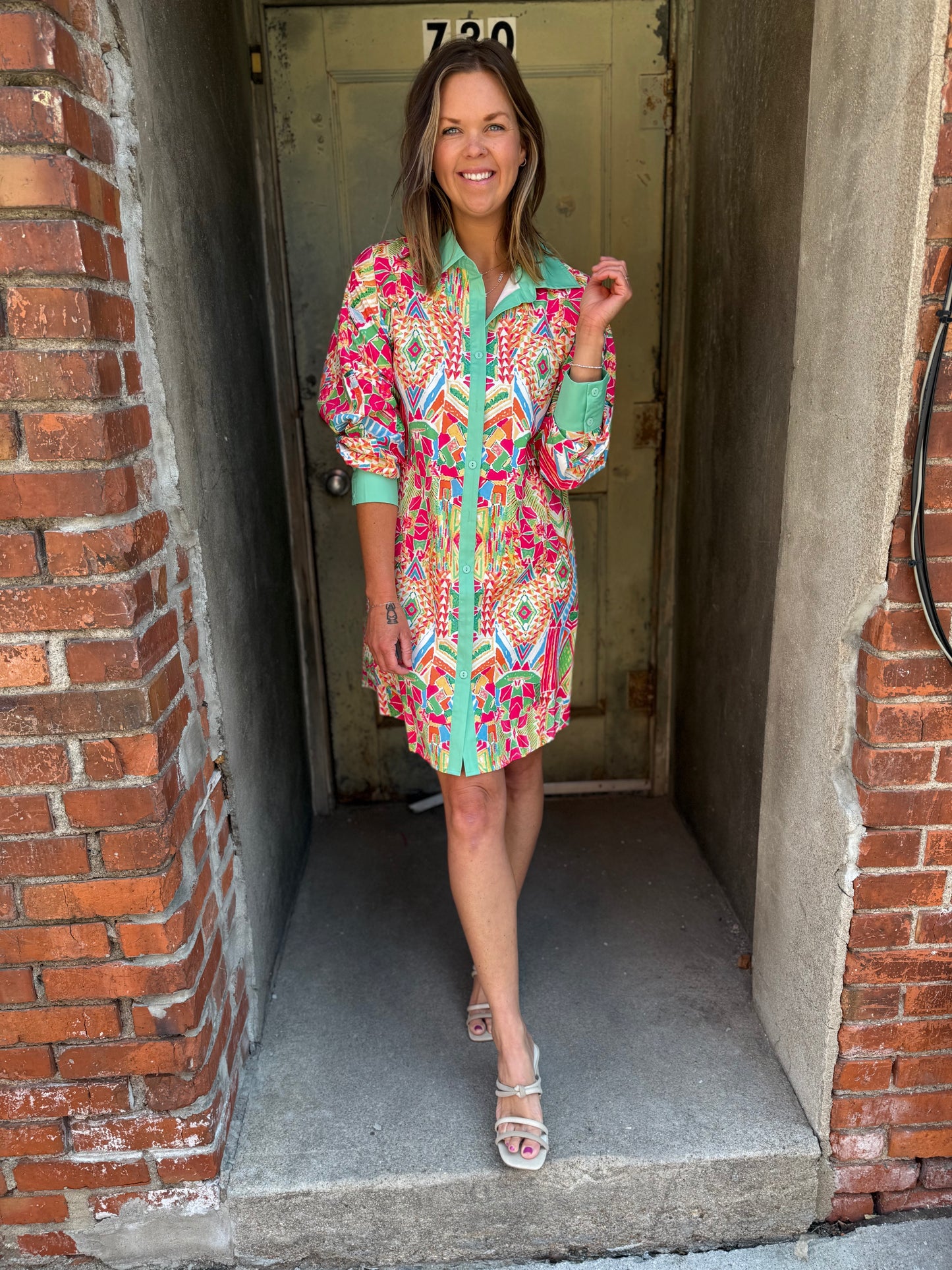 Modern Muse Geometric Shirt Dress