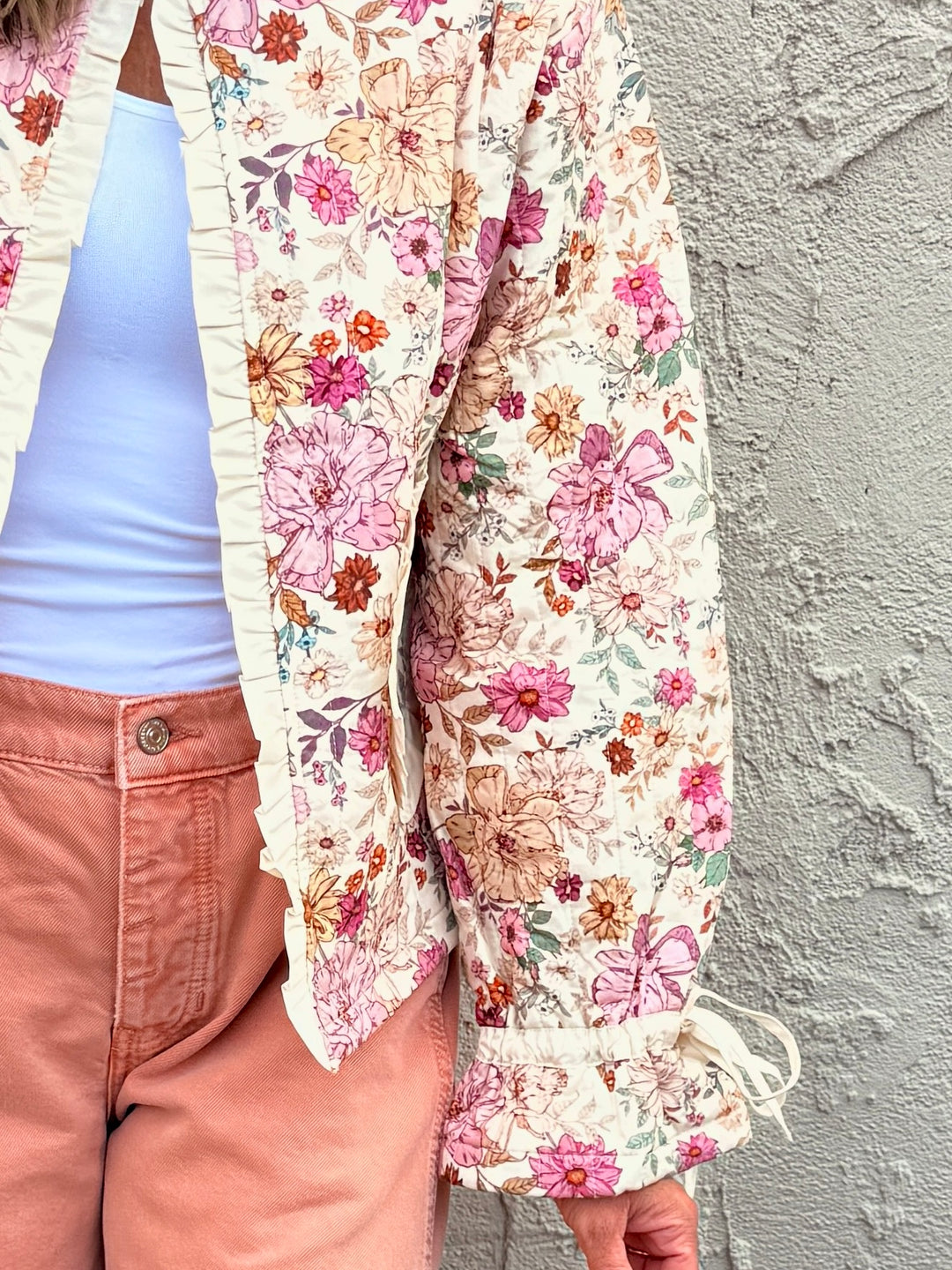 Sweet Romantic Floral Ruffled Jacket