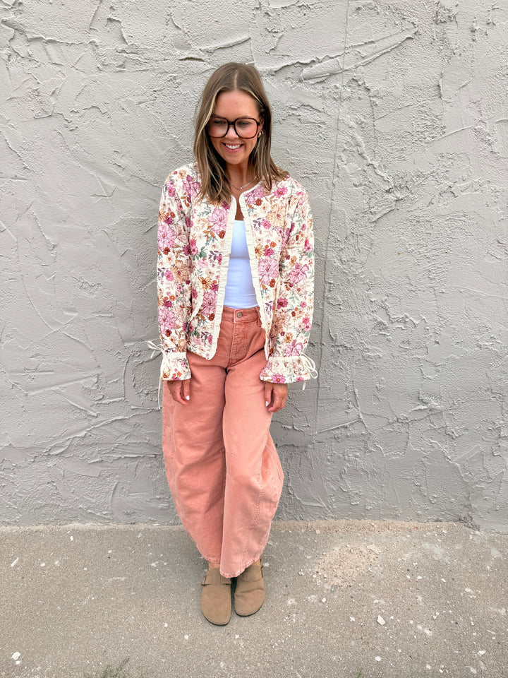 Sweet Romantic Floral Ruffled Jacket