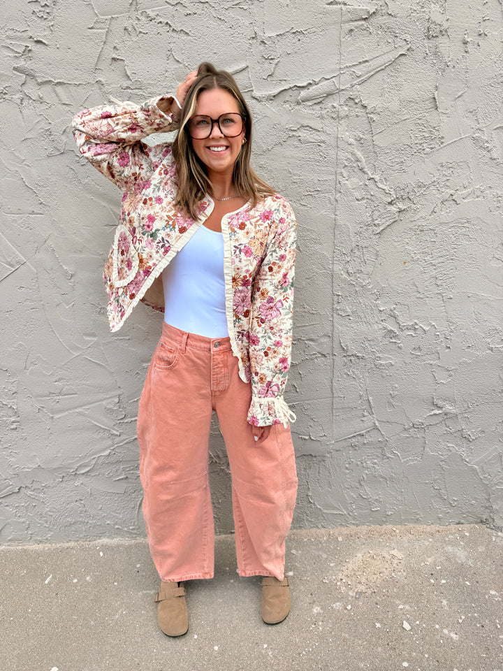 Sweet Romantic Floral Ruffled Jacket