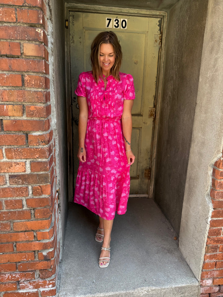 Blush Bloom Pleated Dress