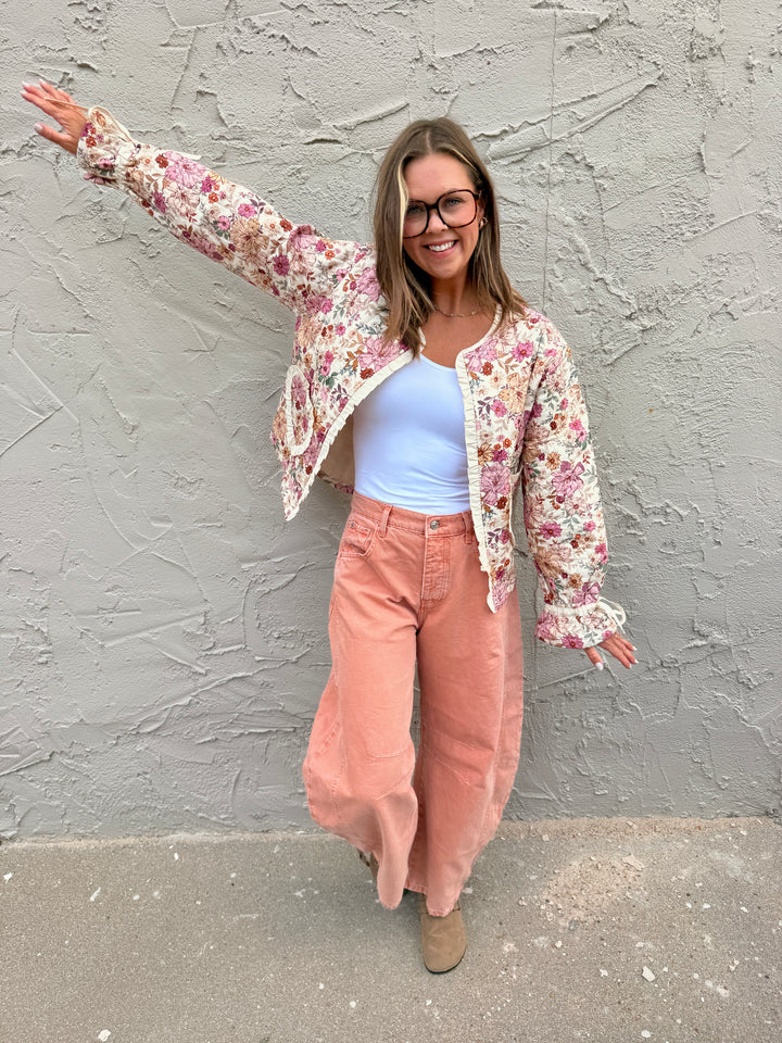 Sweet Romantic Floral Ruffled Jacket