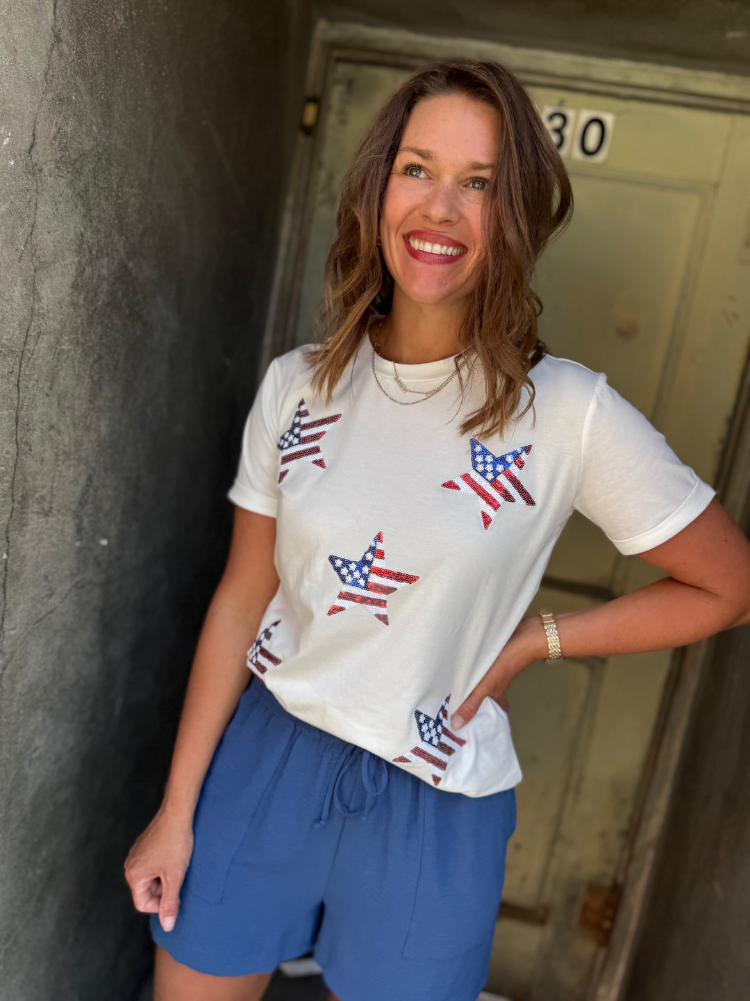 Star-Spangled Shine Sequin Tee