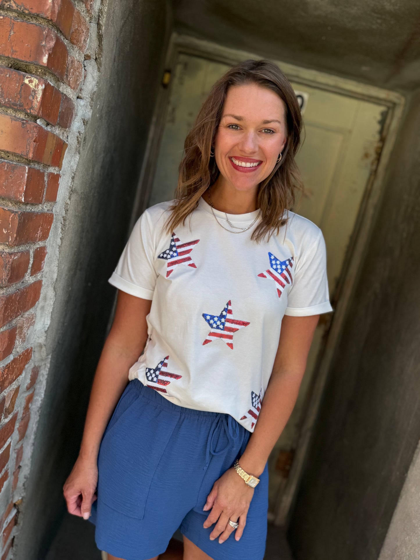Star-Spangled Shine Sequin Tee
