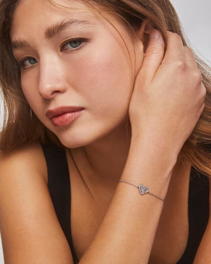 Ari Heart Silver Chain Bracelet  - Platinum Drusy