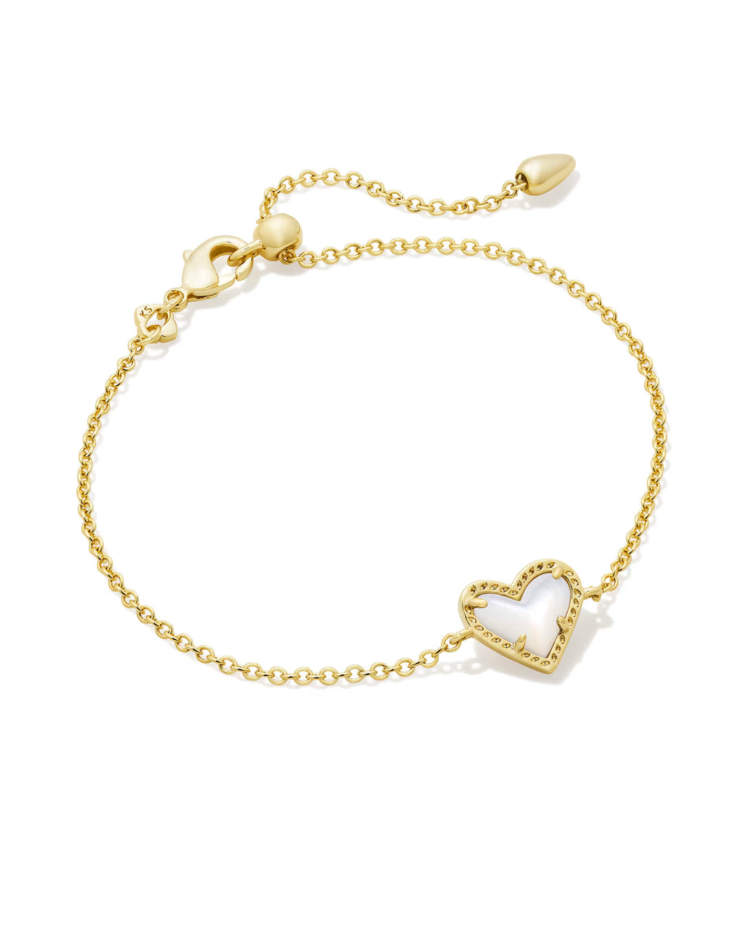 Ari Heart Gold Delicate Chain Bracelet - Gold Mother Of Pearl