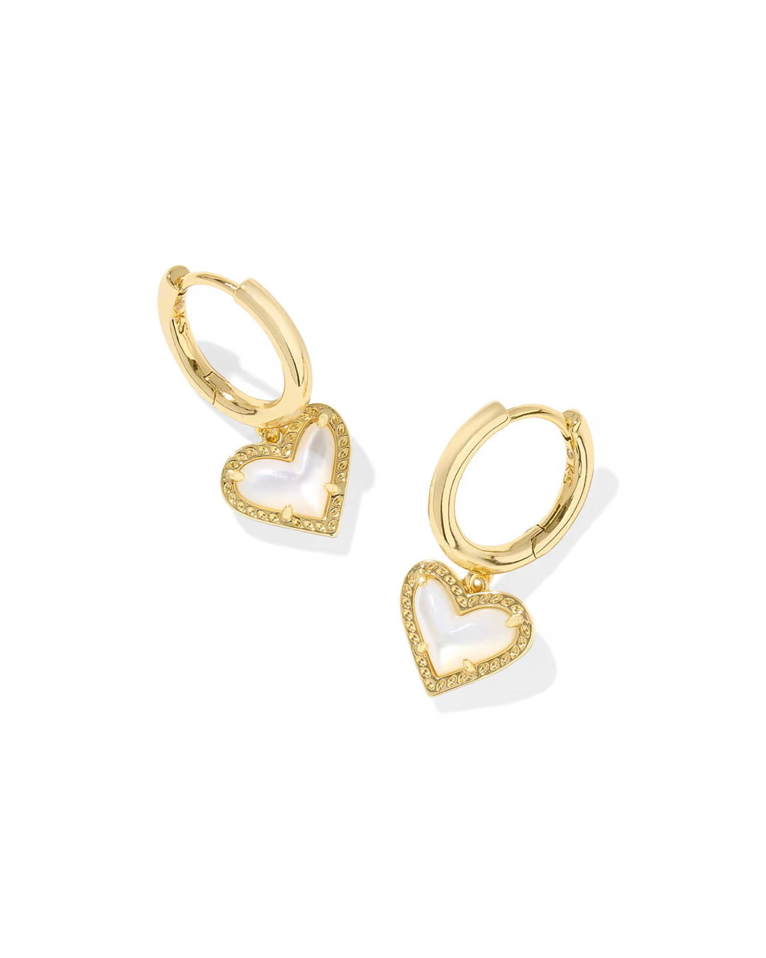 Ari Heart Huggie - Gold Ivory Mother Of Pearl