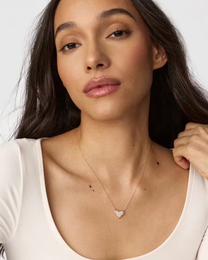 Ari Heart Gold Pendant Necklace - Iridescent Drusy