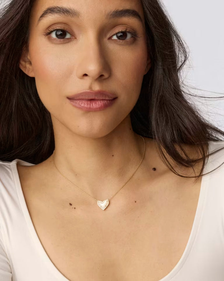 Ari Heart Necklace - Gold Ivory Mother Of Pearl