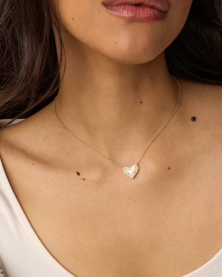 Ari Heart Necklace - Gold Ivory Mother Of Pearl
