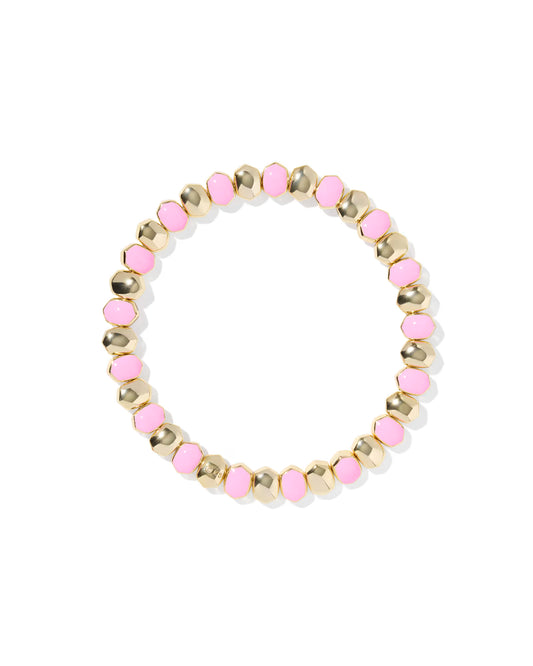 DAPHNE ENAMEL STRETCH BRACELET GOLD PINK ENAMEL
