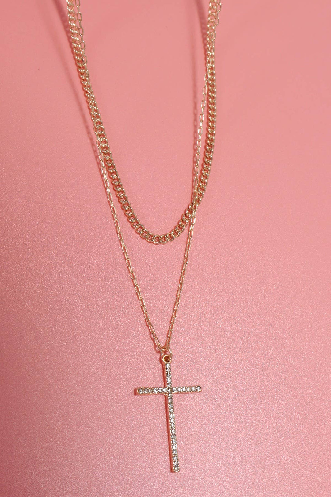 Double Layer Rhinestone Cross