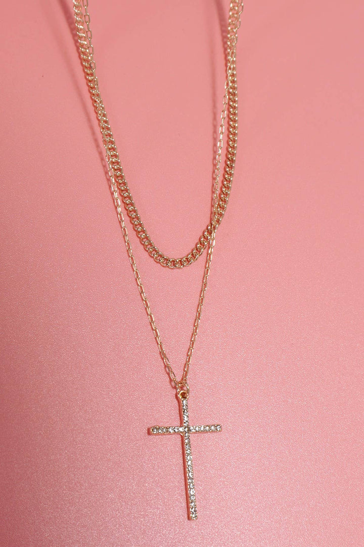 Double Layer Rhinestone Cross