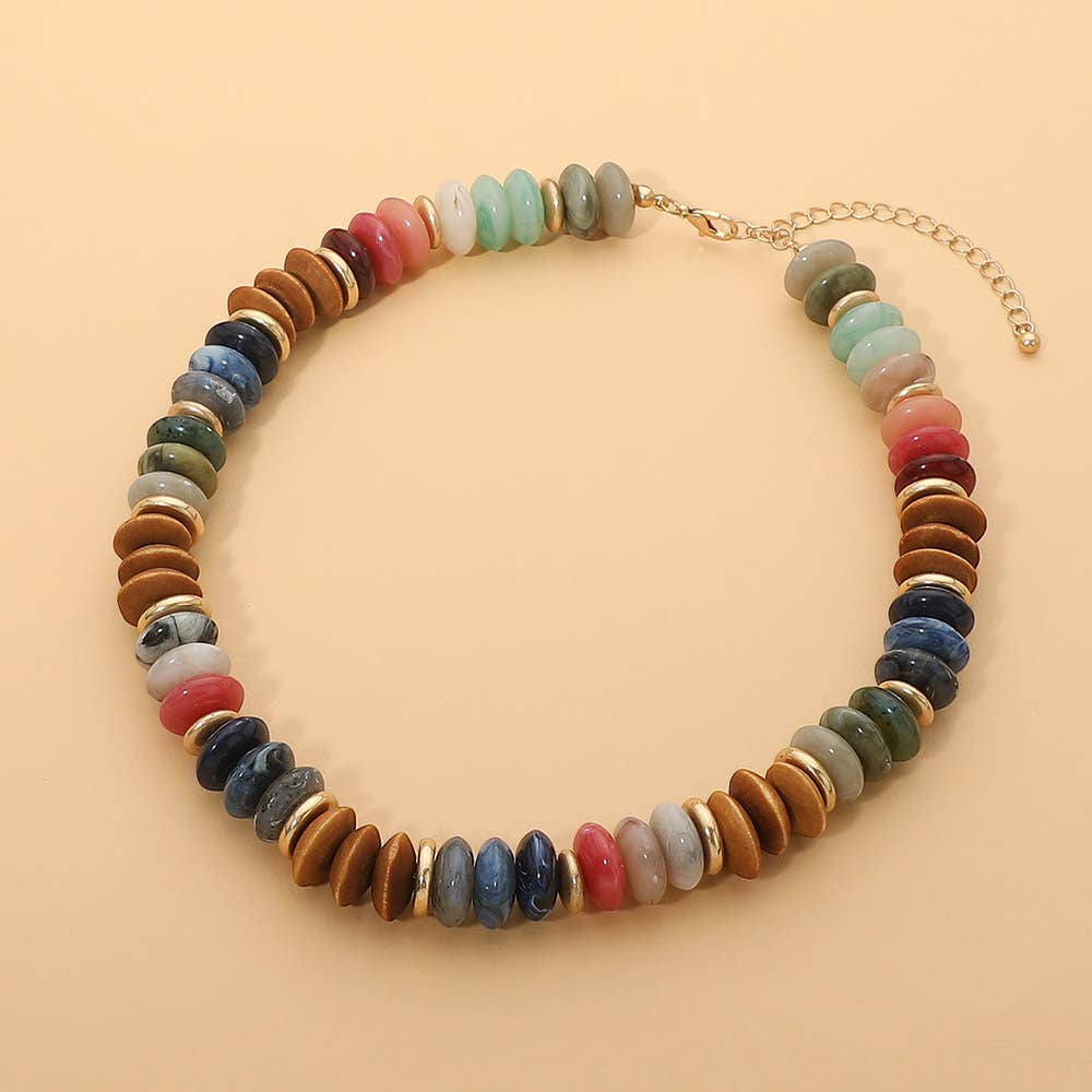 The Maya Multicolor Natural Stone Beaded Necklace