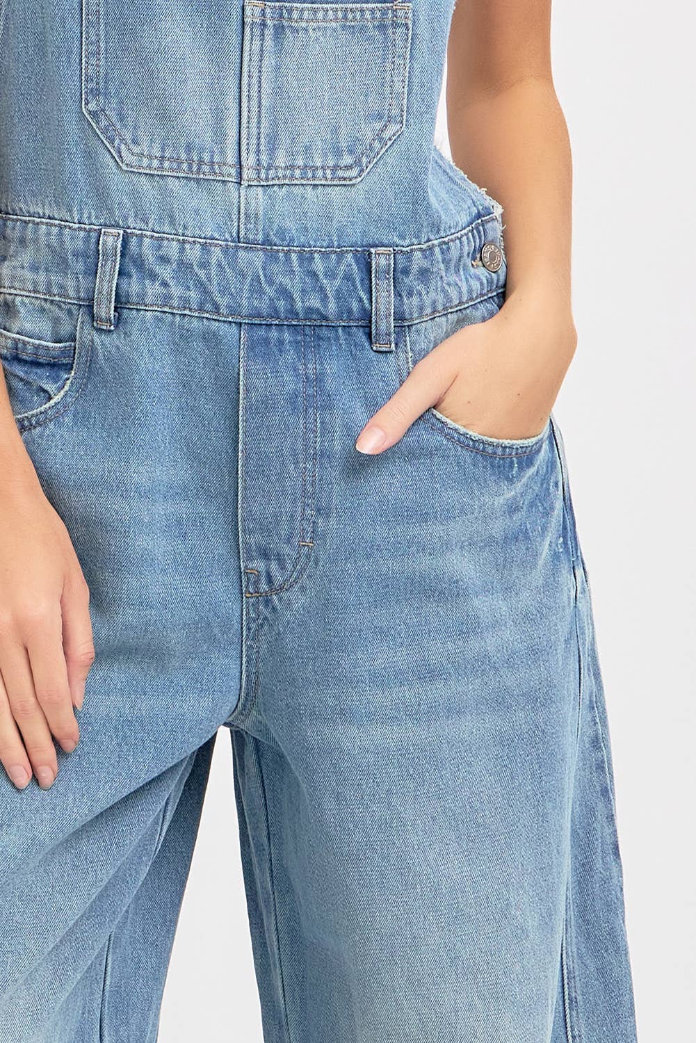 Barrel-Leg Denim Overalls