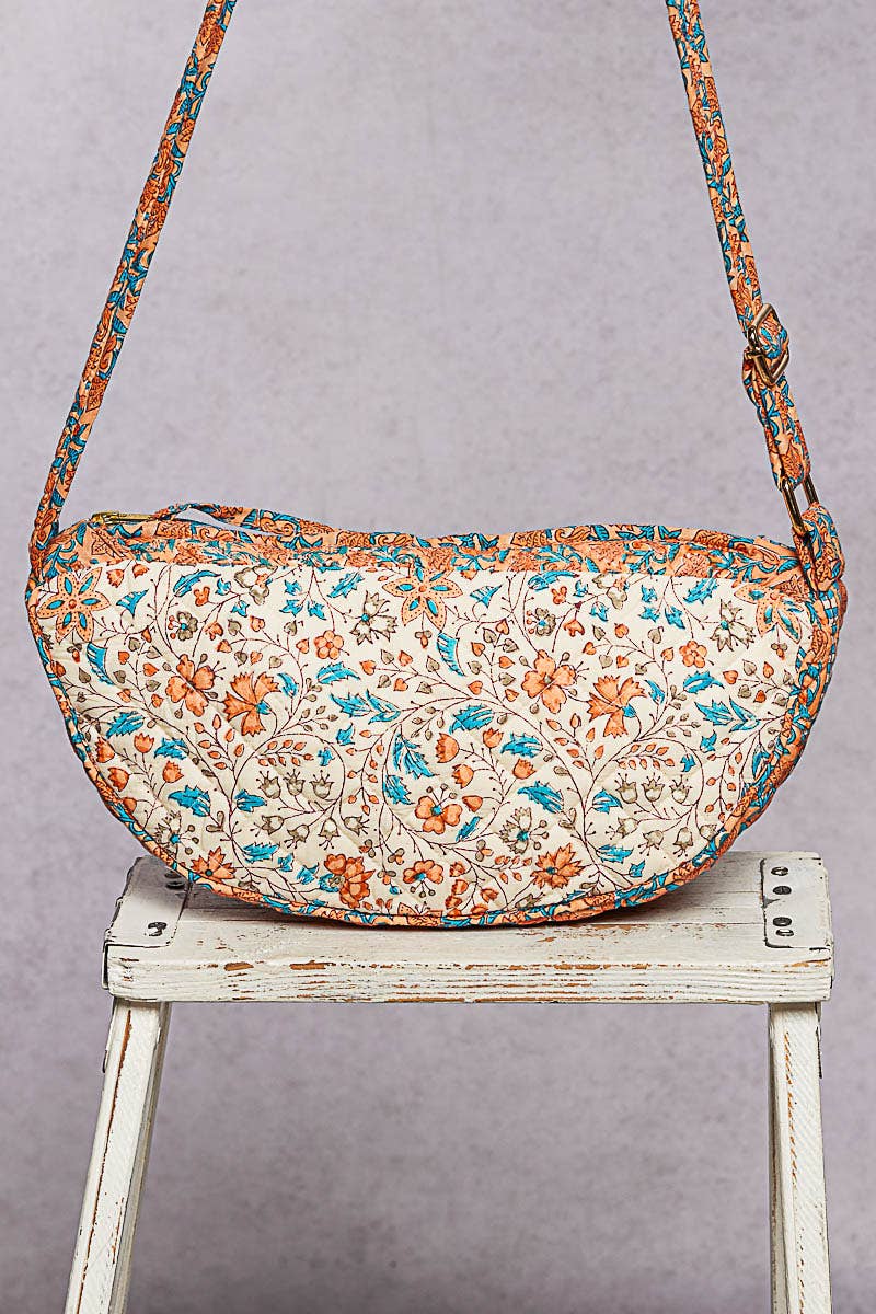 Golden Meadow Quilted Crescent Crossbody