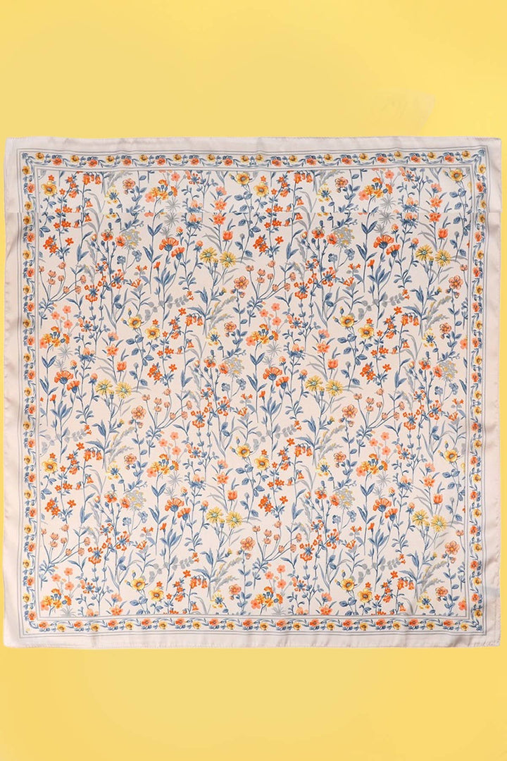 Floral Flower Silk Finish Bandana Scarf