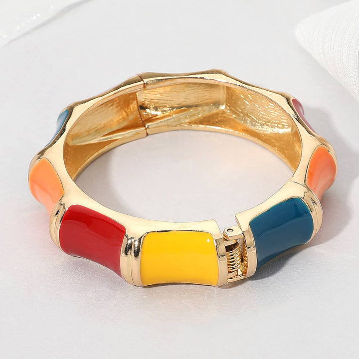 Becca - Bamboo Shape Hinged Bangle Bracelet