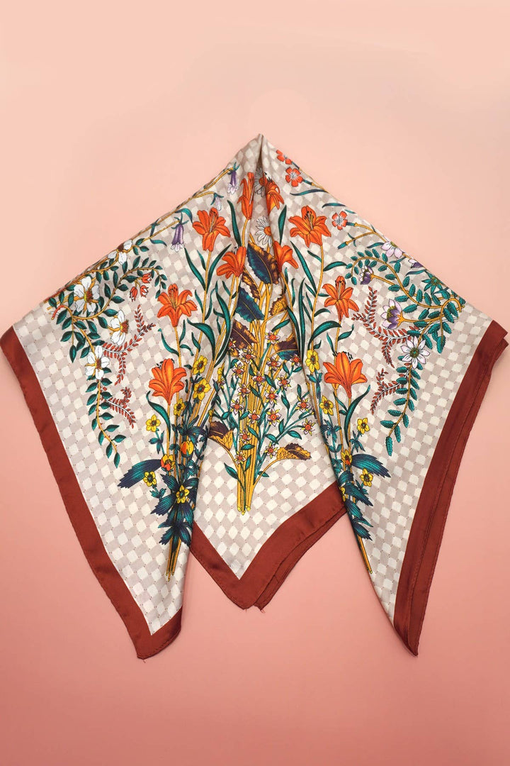 Brown Print Bandana Scarf