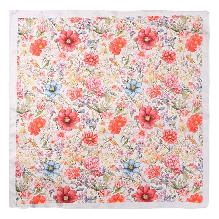 Garden Silk-Satin Scarf - Botanical Floral Bandana
