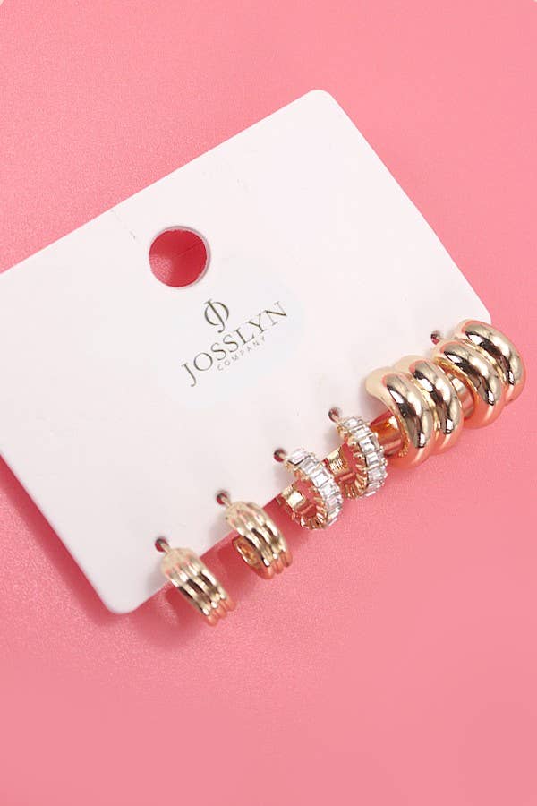 Radiant Duo Baguette Hoop Trio Earrings