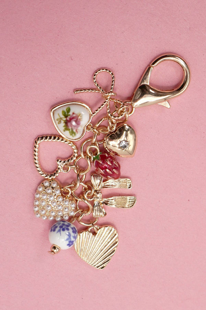 Porcelain Bows, Heart, Strawberry Bag Charm