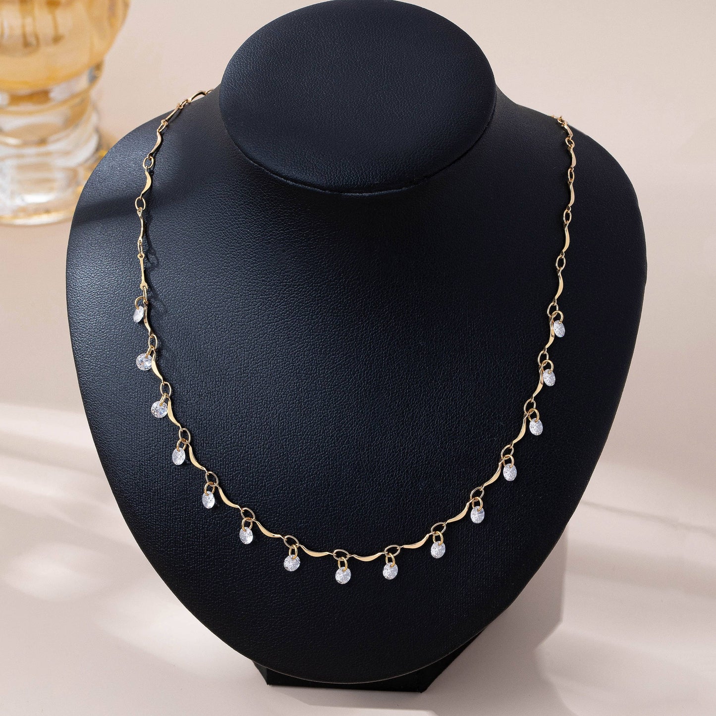 Crystal Rhinestone Station Necklace