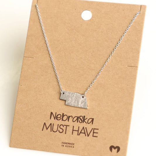 Nebraska State Necklace: Silver