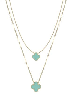 Double Layered Mint Clover 16"-18" Necklace