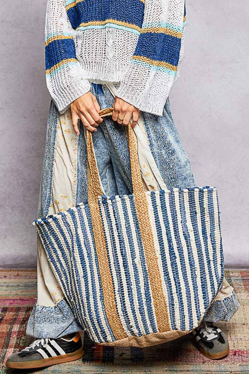 Harbor Stripe Denim Tote