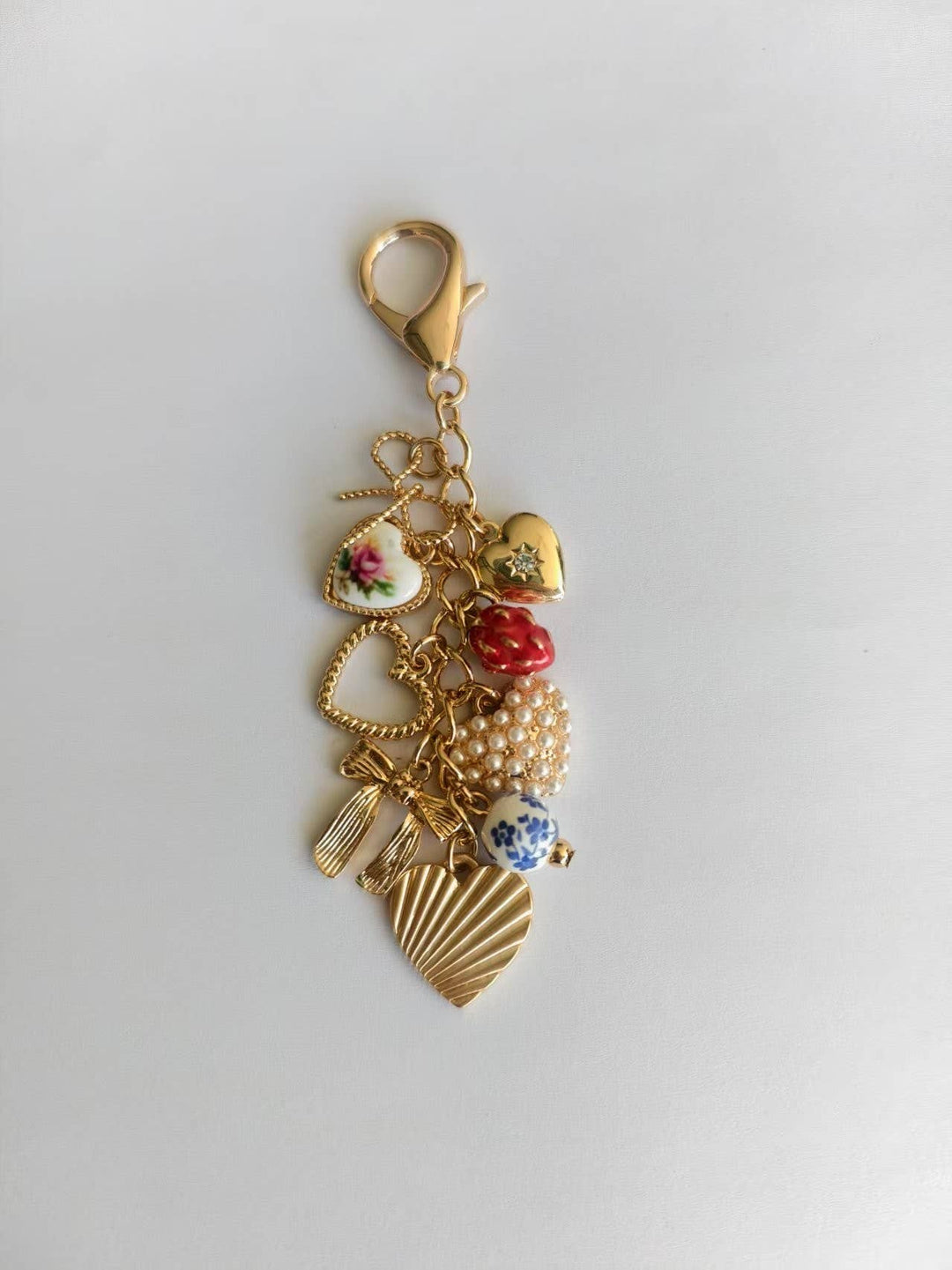 Porcelain Bows, Heart, Strawberry Bag Charm
