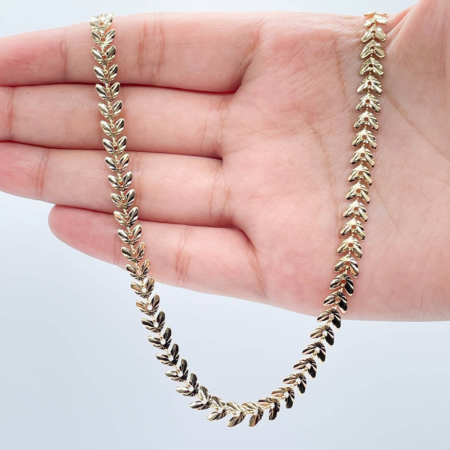 18k Gold Filled Fishtail Choker, Chevron Style Choker Necklace, Fishbone, Gold