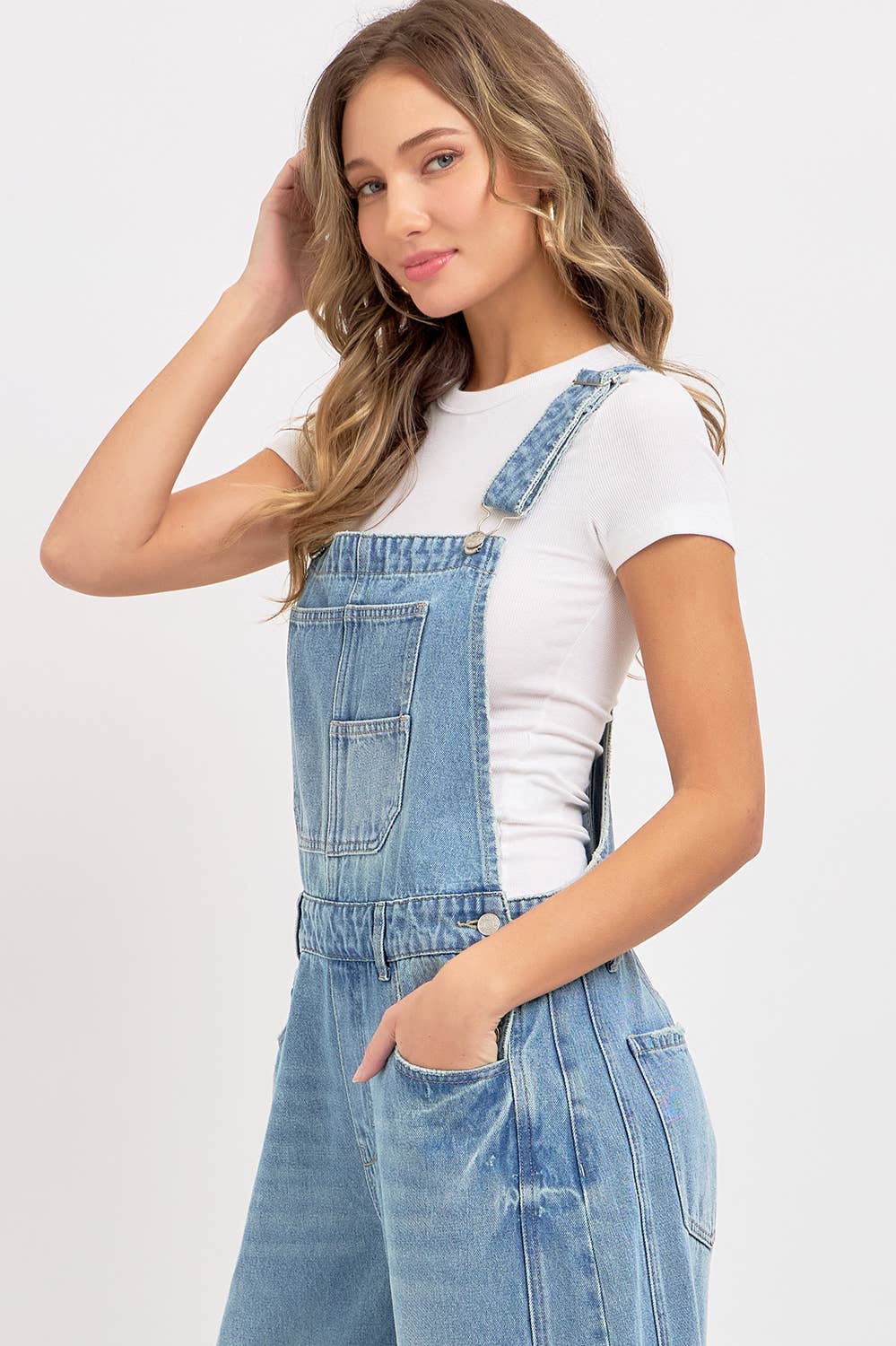 Barrel-Leg Denim Overalls